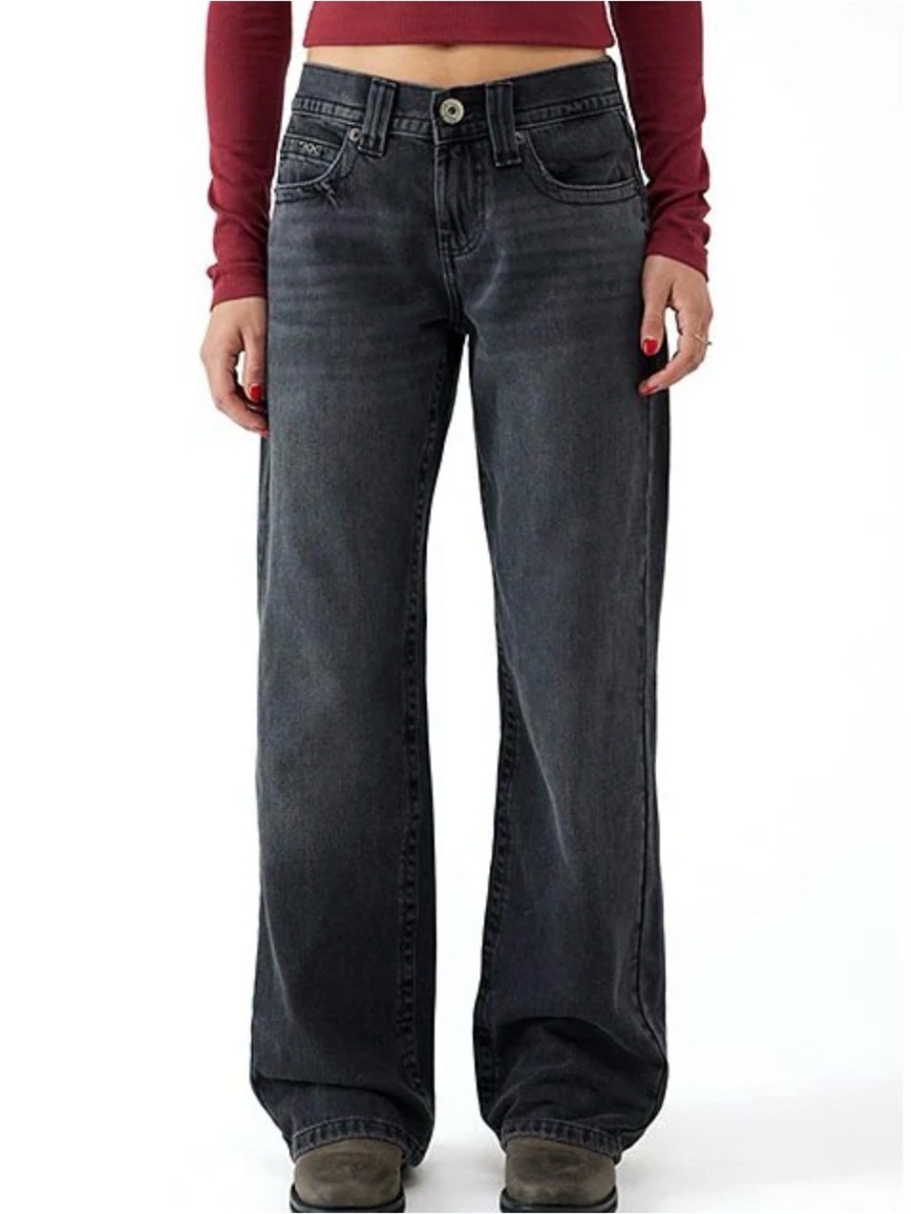 BDG Kayla Low Rise Black Faded Wide-Leg Jeans